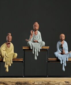 Tượng phật cỡ nhỏ tử sa cao cấp thủ công 3 dáng ngồi thiền cao 16,5cm đẹp