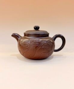 Ấm tử sa nê hưng cao cấp hoả biến khắc long phụng 310ml AKC54