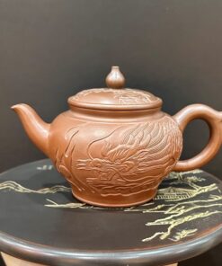 ấm trà hoả biến cao cấp thủ công dáng tiêu anh đắp nổi rồng cực đẹp pha trà ngon 260ml.