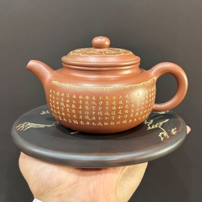 Ấm tử sa nê hưng hoả biến cao cấp bát nhã tâm kinh thủ công pha trà ngon 330ml.