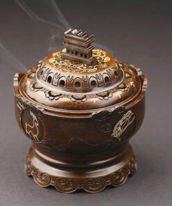 Lư đốt trầm bằng đồng đỏ nguyên chất dáng đôn hoàng 594g LD09