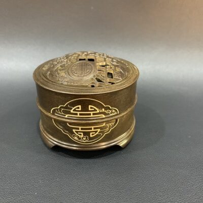 Lư đốt trầm bằng đồng nguyên chất lục thời song hỷ đẹp 420g LD06