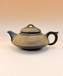 Ấm tử sa hoả biến khắc rồng cao cấp thủ công dáng bán nguyệt 240ml AKC58