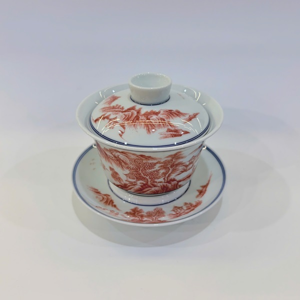 Chén khải sứ cảnh đức phấn thái vẽ tay sơn thủy cao cấp 180ml AS52 - Ảnh 2