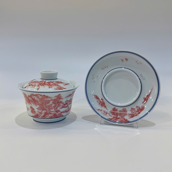 Chén khải sứ cảnh đức phấn thái vẽ tay sơn thủy cao cấp 180ml AS52 - Ảnh 4