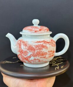 ấm trà sứ cảnh đức phấn thái vẽ tay sơn thủy thủ công đẹp 300ml pha trà quần ẩm