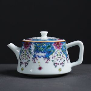 Ấm trà sứ cảnh đức vẽ tay hoa pháp lam pha trà đạo đẹp 250ml AS19