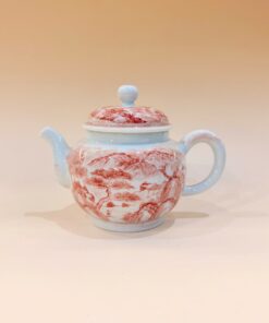 Ấm trà sứ cảnh đức phấn thái vẽ tay sơn thủy thủ công đẹp 300ml AS64