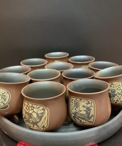 Bộ chén uống trà 12 con giáp cao cấp hoả biến thủ công cực đẹp uống trà ngon 150ml