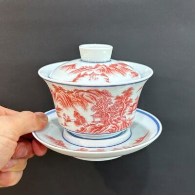 Chén sứ cảnh đức phấn thái vẽ tay sơn thủy cao cấp 180ml làm tiềm pha trà đẹp