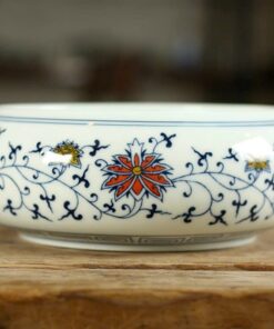 Thuyền trà sứ cảnh đức vẽ tay dưỡng chén đẹp phỏng cổ TT03.