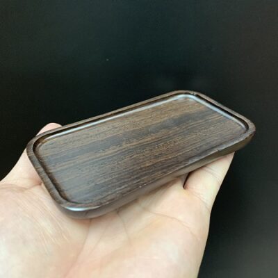 Đế kê chén trà gỗ gụ hình chữ nhật đẹp dùng để lót ly trà hàng đẹp kỹ 12x6,6cm
