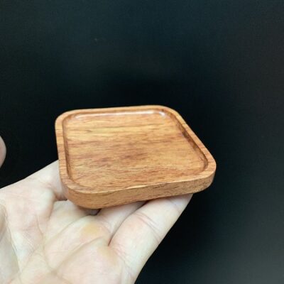 Đế kê chén trà gỗ hương dáng vuông dùng lót ly tách trà thủ công đẹp 7x7cm LC25