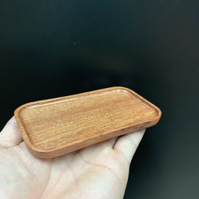 Lót ly trà gỗ hương hình chữ nhật dùng để kê chén trà bền đẹp 12x6,6cm