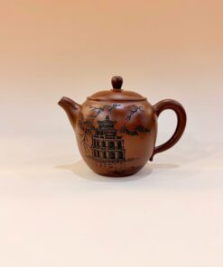 Ấm tử sa Cung Đăng cao cấp khắc Tháp Rùa Hồ Gươm 300ml AKC79