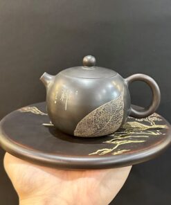 Ấm tử sa cao cấp Tây Thi nê hưng khắc lá đề thủ công 170ml đẹp đối ẩm