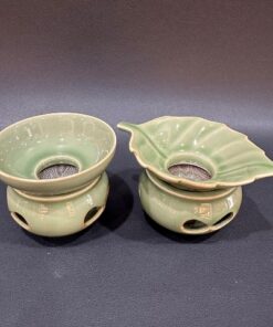 Lọc trà sứ màng lọc inox gốm men lam cao cấp làm lược trà tốt LT24.