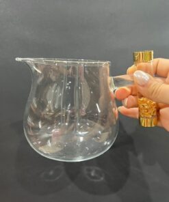 Chuyên trà thủy tinh quai vàng làm chén tống chia trà ngon dễ cầm chịu nhiệt tốt 300ml.