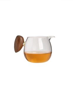 Chén tống thủy tinh quai gỗ làm chuyên rót trà đẹp 220ml CT27