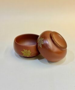 Ly trà tử sa cao cấp nê hưng biến lò đỏ khắc lá nhỏ 40ml CNH16