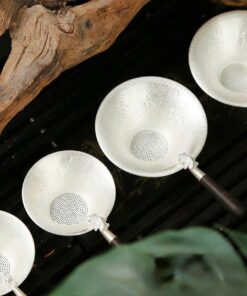 Lọc trà bạc nguyên chất 999 cán gỗ thủ công làm lược trà đẹp 34-38g LT21