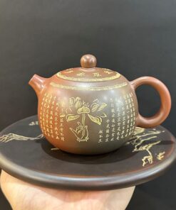 Ấm pha trà tử sa cao hỏa biến bát nhã kinh tây thi đẹp 240ml AKC76