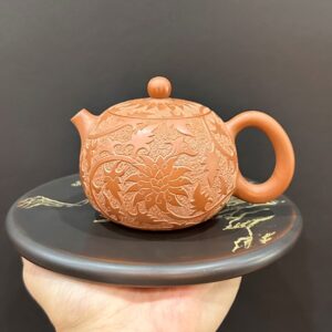 Ấm tử sa cao cấp nê hưng tây thi khắc phỏng cổ như ý thủ công pha trà ngon 220ml.