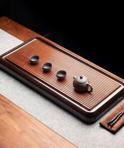 Khay trà gỗ nguyên khối dạng bakelite bày ấm chén trà 60x32cm KTG36