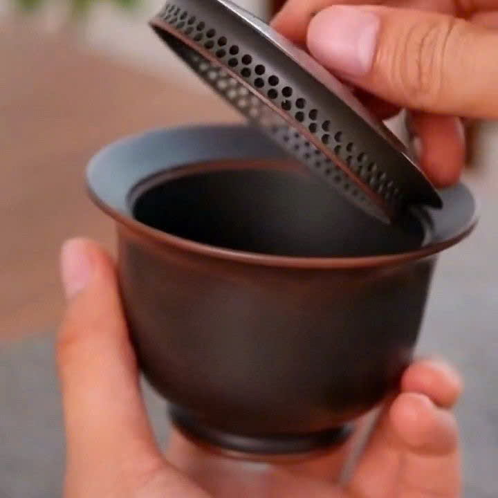 Chén khải pha trà tử sa nê hưng dùng làm tiềm trà nắp lỗ 180ml AS24 - Ảnh 4