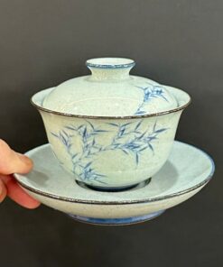 tiềm trà sứ men rạn cao cấp cảnh đức trấn giang tây vẽ tay trúc đẹp 150ml AS03