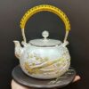Ấm tetsubin bạc 999 nguyên chất gò tay thủ công báo xuân đun nước pha trà ngon 1L.
