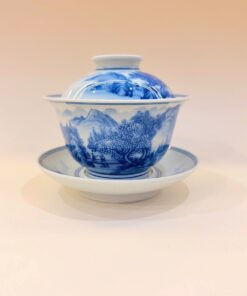 Tiềm trà sứ cảnh đức cao cấp vẽ tay sơn thủy làm chén khải 200ml AS30