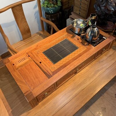 Bàn pha trà điện tử đa năng gỗ hương có ngăn kéo kèm bếp đun nước KamJove K9 104x50cm