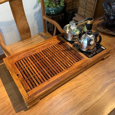Khay trà đa năng gỗ hương có bếp điện KamJove K9 đun nước tự động 80x44cm