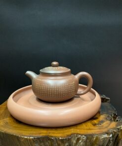 Thuyền trà dưỡng ấm tử sa hỏa biến đỏ họa tiết kê ấm trà đẹp 20,5x3cm