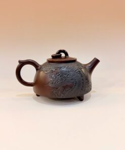 Ấm tử sa nê hưng cao cấp dáng tập ngọc khắc rồng đẹp 220ml AKC135