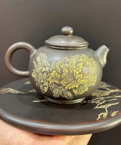 Ấm trà hỏa biến tử sa nê hưng dáng dung thiên khắc mẫu đơn thủ công pha trà ngon 250ml.