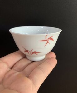 Chén trà sứ cảnh đức thấu quang họa trúc vẽ tay thủ công nhỏ 40ml đẹp dễ cầm