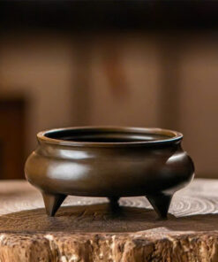 Lư đốt trầm bột bằng đồng nguyên chất dáng đỉnh không nắp LD02