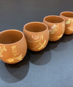 Ly trà tử sa nê hưng cao cấp thủ công nhiều họa tiết đẹp dáng cao 60ml giữ hương tốt