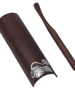 Cung nhãn trà gỗ gụ gắn bạc đẹp dùng đong và bày trà XT15