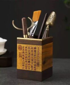 Bộ dụng cụ pha trà gỗ hương dáng vuông thủ công bền đẹp KH04
