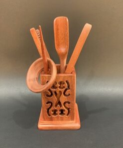 Bộ dụng cụ pha trà bằng gỗ hương dáng vuông nhiều món đẹp đa năng