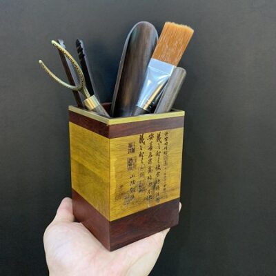 Bộ dụng cụ pha trà gỗ hương dáng vuông thủ công bền đẹp pha trà đạo tiện lợi