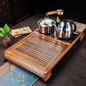 Khay pha trà đa năng gỗ cánh gà kèm bếp đun nước tự động ngắt chính hãng KamJove k9 66x41cm