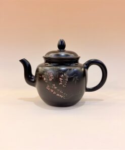 Ấm tử sa nê hưng hỏa biến dáng thang bà khắc hoa chữ đề thiền trà nhất vị 250ml.