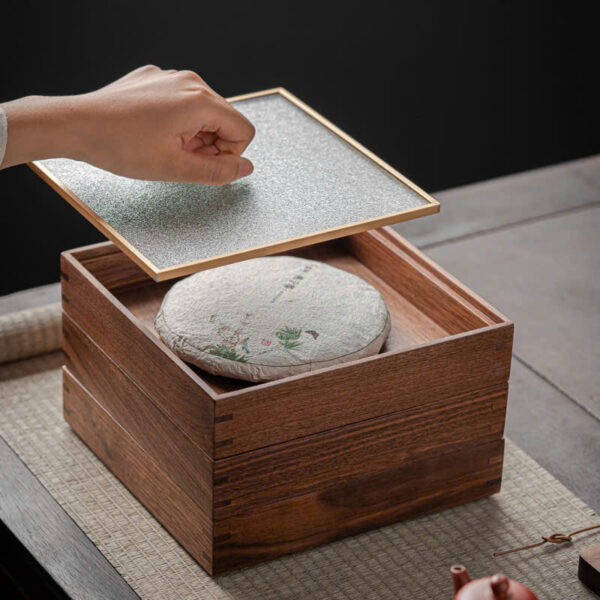 Hộp đựng trà phổ nhĩ bằng tre màu gỗ loại 1 ngăn bền đẹp HPN11.