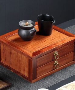 Hộp đựng trà phổ nhĩ bằng gỗ hương loại 2 ngăn bảo quản tốt HPN22