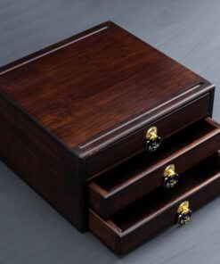 Hộp đựng trà phổ nhĩ bằng tre màu gỗ sang trọng 3 ngăn bền đẹp