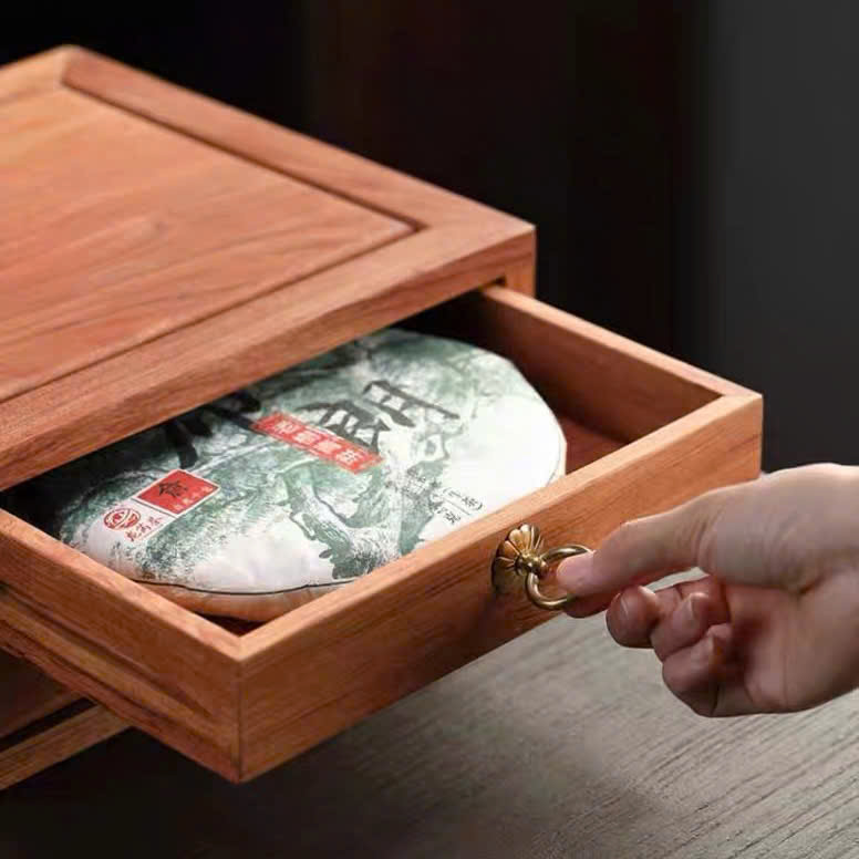 Hộp đựng trà phổ nhĩ gỗ hương 2 ngăn HPN22 - Ảnh 3